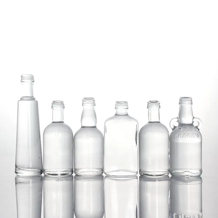 Индивидуальные прозрачные стеклянные бутылки 50 мл 5cl для водки Джина бренди текилы с алюминиевыми