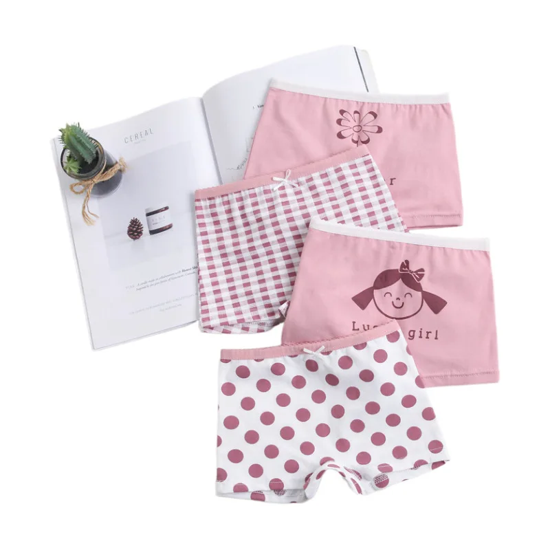 high quality 95% cotton underwear for  girl boxer brief pink girls