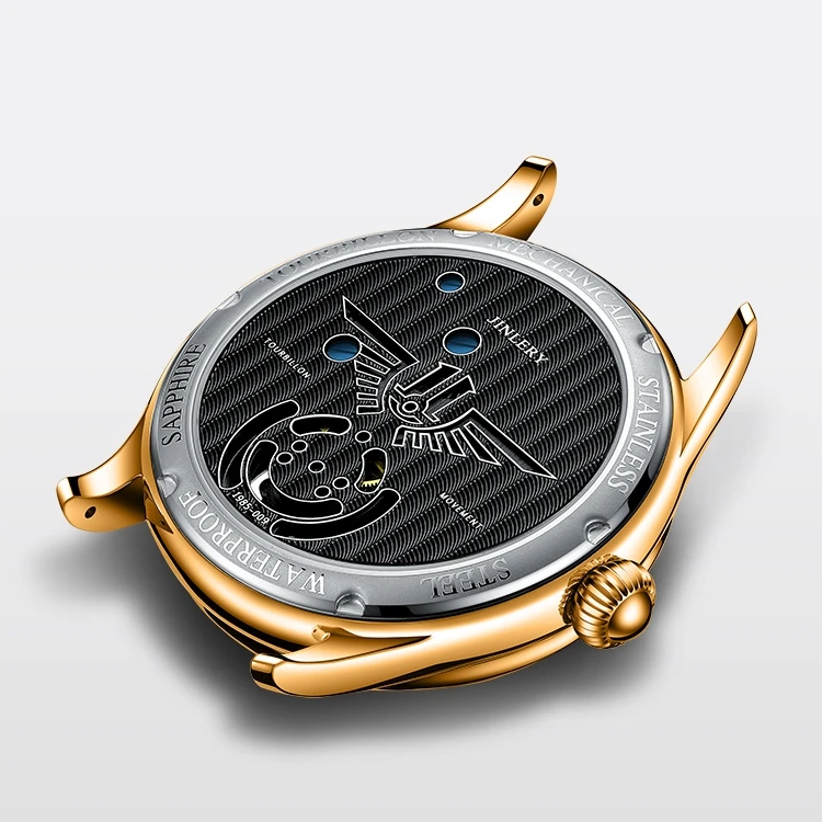 JINLERY tourbillon automatic watches mechanical gold stainless steel watch skeleton tourbillon mechanical movement watch