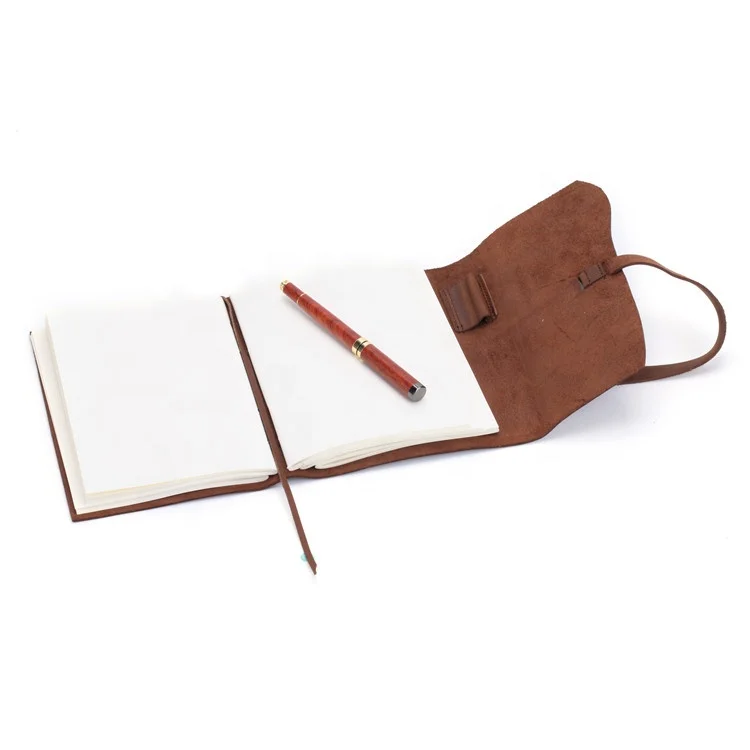 
Custom logo handmade refillable crazy horse leather cover vintage antique luxury leather journal travel school diary notebook 