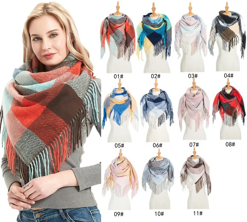 Wholesale Fashion Winter Warm Wear Women Big Acrylic Knitted Scarf