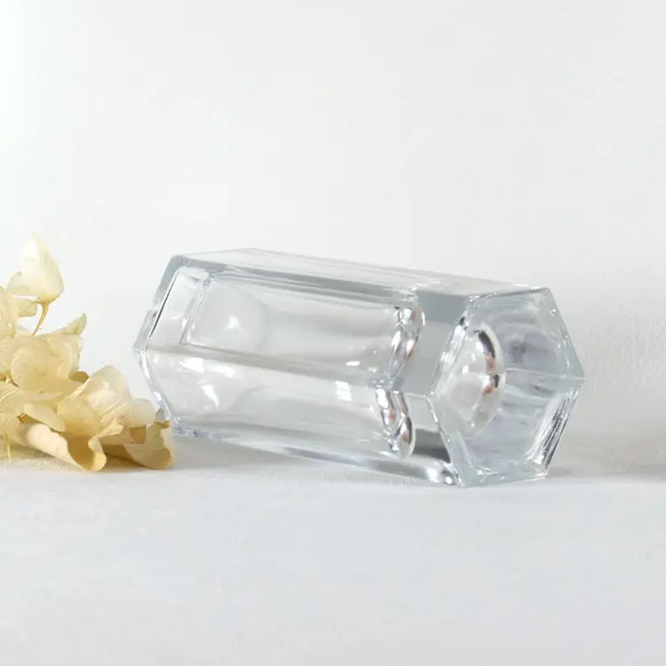 Custom Logo Glass Perfume Bottle Hexagon Clear 50ml Perfume Spray Bottles With Pump