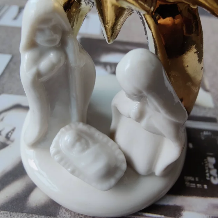 Miniature White Porcelain Angel Figurine Tabletop Figurines Manger Character Decorations Christmas Decoration Nativity