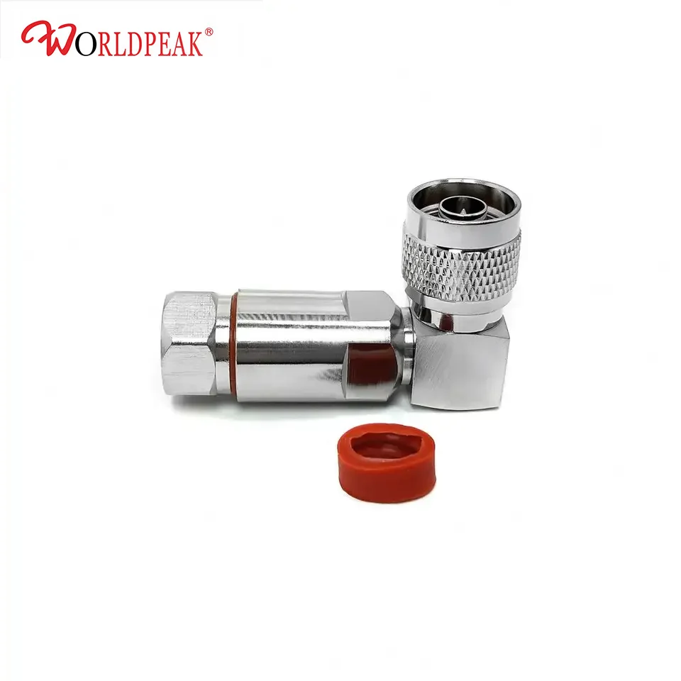 N male plug clamp 90 degree right angle RF connector for sf 1/2 heliax super flexible FSJ4-50B feeder coax cable