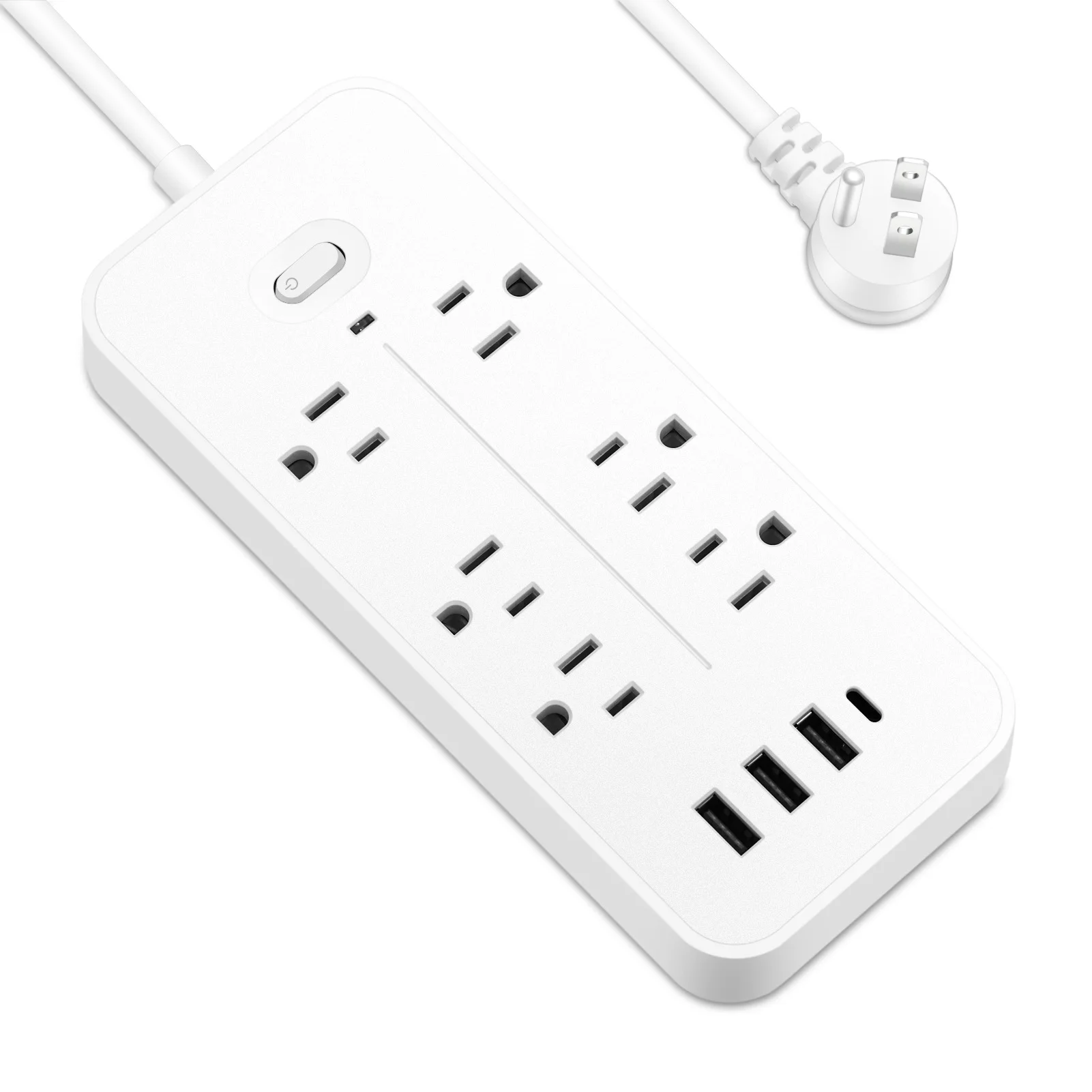 US Extension Power Strip Surge Protector Wall Mount wit 6 AC Outlets 4 USB Ports,Outlet Extender Hotel Office