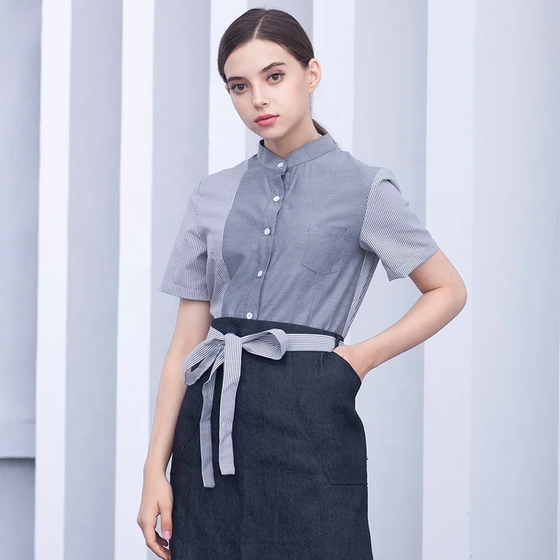 Korean version fashion theme tea restaurant waiter health work clothes shirt men and women KTV network coffee shop short sleeve