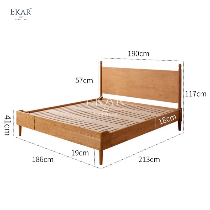 New design modern cherry wood rattan double bed