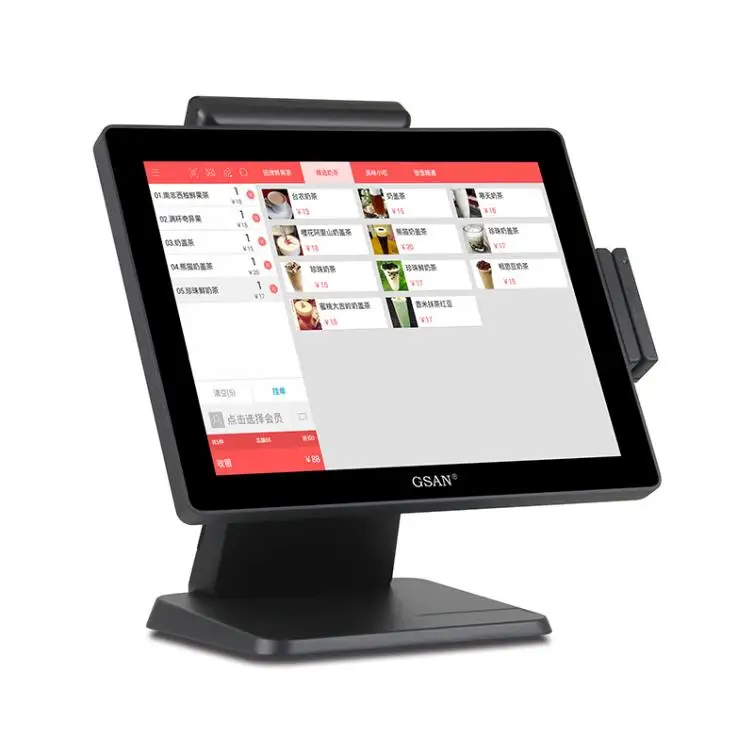 Whole Set 15 Inch Dual Screen Point Of Sale Touch Screen Cash Register Pos Terminal Metal Machine All In One POS Systems
