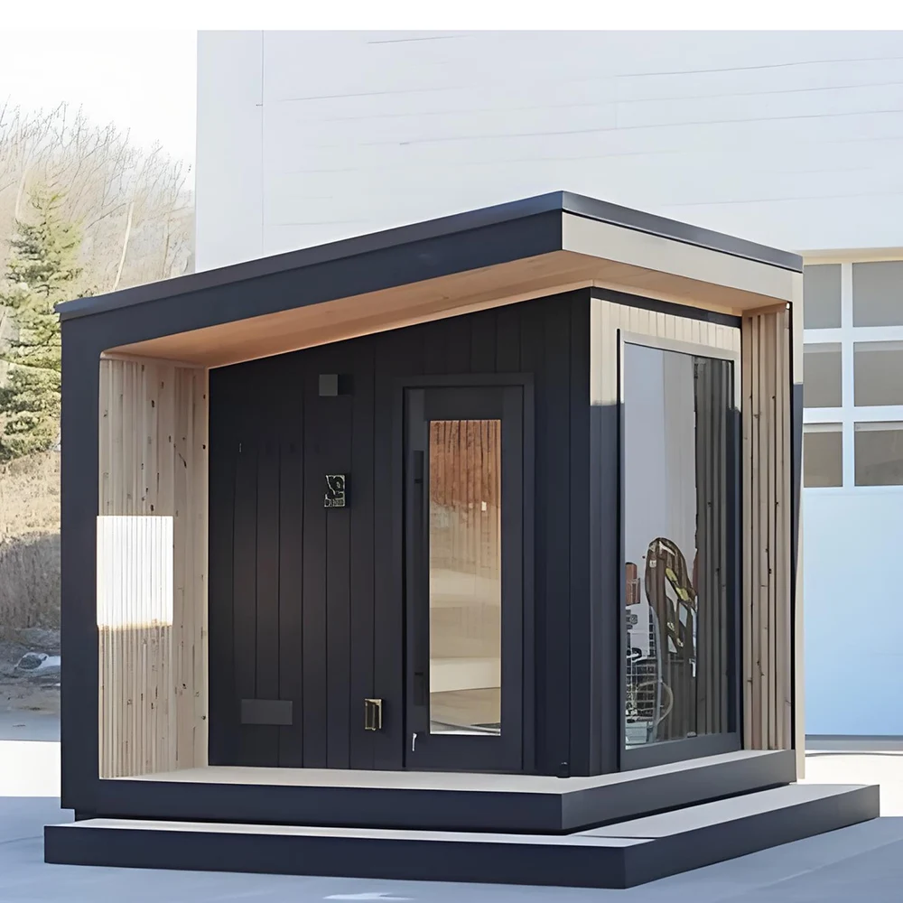 Gorgeous Luxury 6 - Person Sauna Exquisite Outdoor Red Cedar Wood Steam Sauna Large Unique  Traditional Square Sauna