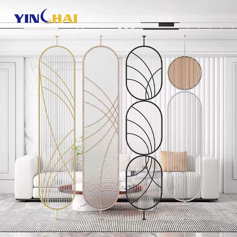 Factory Customizable Indoor Partition Wall Living Room Sofa With Glass Metal Room Divider Stainless Steel Room Dividers