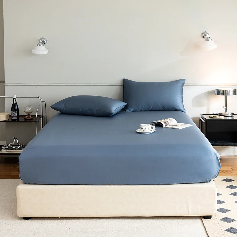 Factory Supplier Queen Size Bedsheet 60S Cotton Silk Fitted Sheet Pillowcases Set