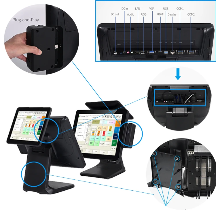 All In One Touch Screen Market Pos Terminal Cash Register System With Printer And Scaner Restaurants Point Of Sale