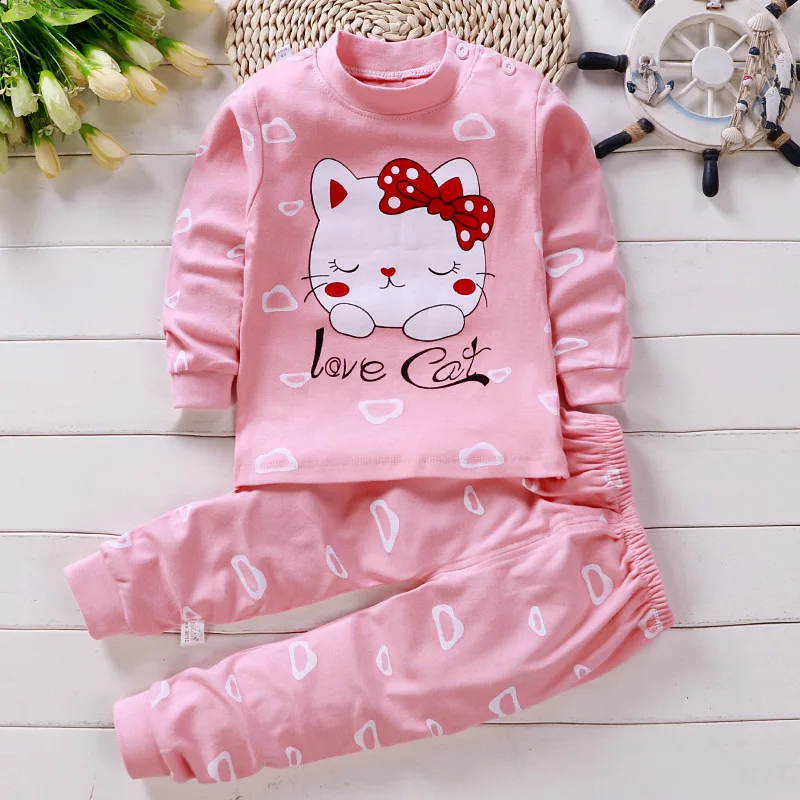 2020 Kids Pajamas Cotton Kids Sleepwear Set Children Cute Cartoon Pajamas Suit Clothes for Kids Girls