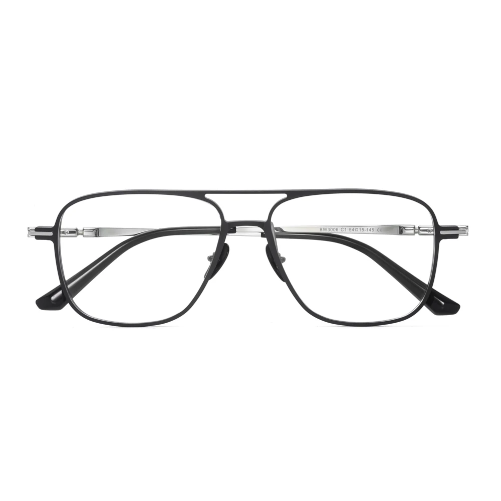 BW3006 Fashion twin bridge pilot oversized aluminum frame optical prescription glasses