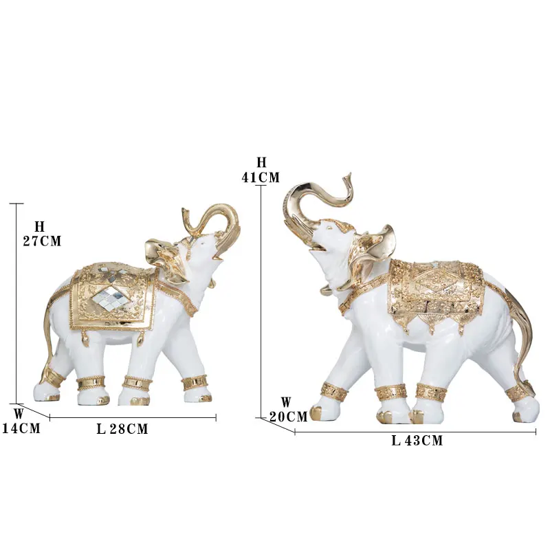 Indian Style Feng Shui Decoration Thai Elephant Resin Statue Animal Sculpture