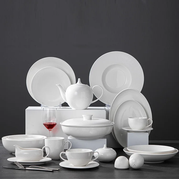 P&T horeca wholesale ceramic dish sets white porcelain plate dinner plate set dinnerware