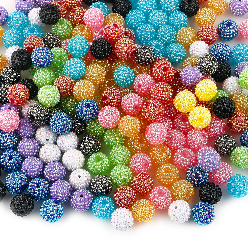 Custom Round Bubblegum hrysoprase Beads Acrylic Rhinestone Chunky Beads Diy 14mm16mm20mm Mix Color Beads For Pens Jewelry