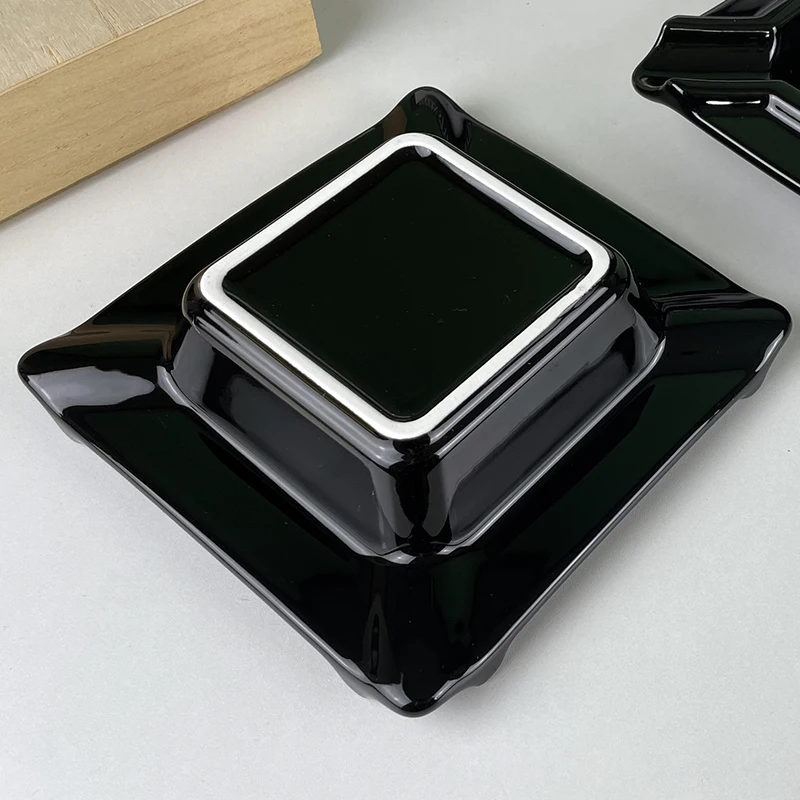 Ceramic Ashtray Wholesale High Quality Custom Smoking ashtray Square shape with logo for hotel for office