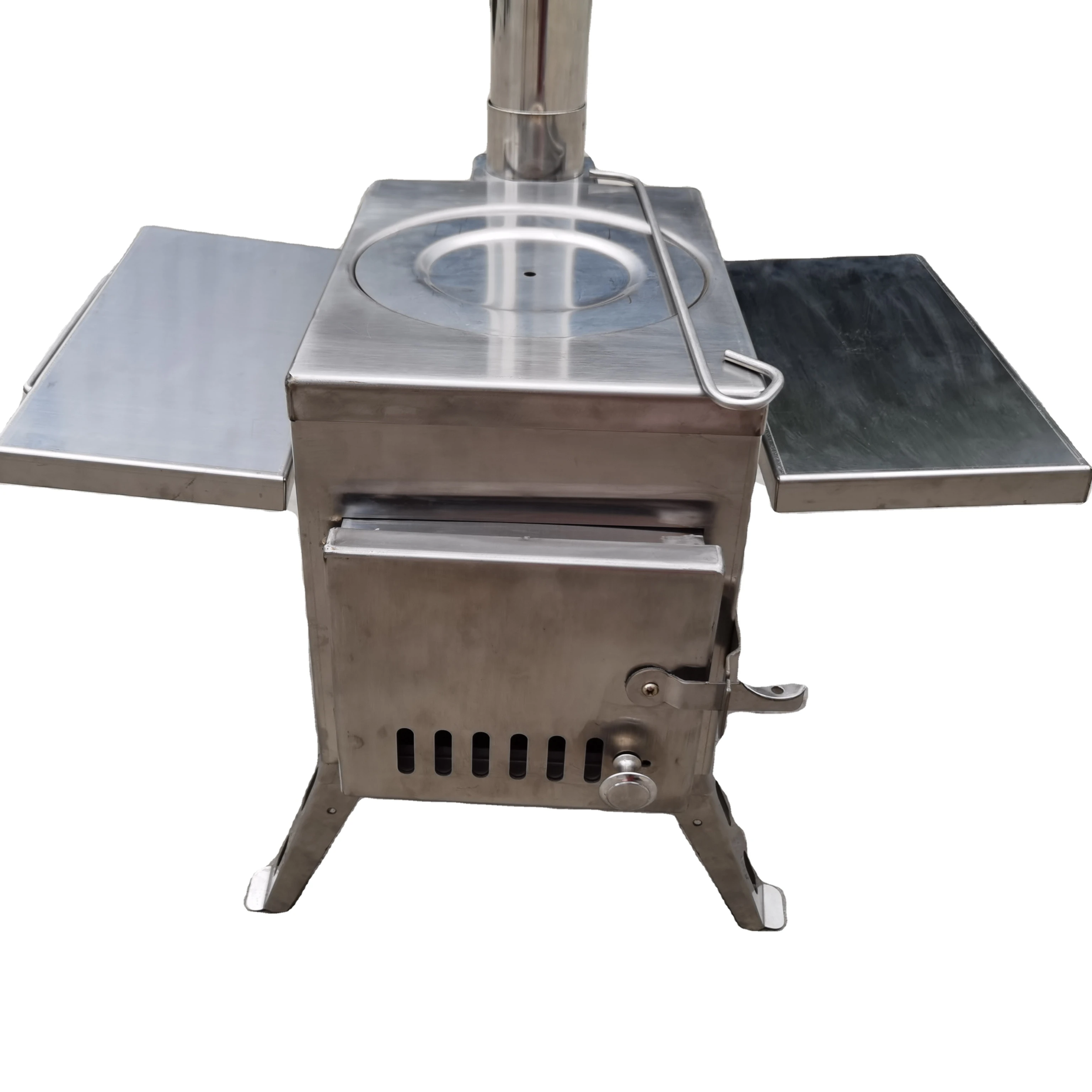 Portable and Folding Wood Burning Stove For Outdoor And Camping Tent Stainless Steel Stove silver fire tent stove