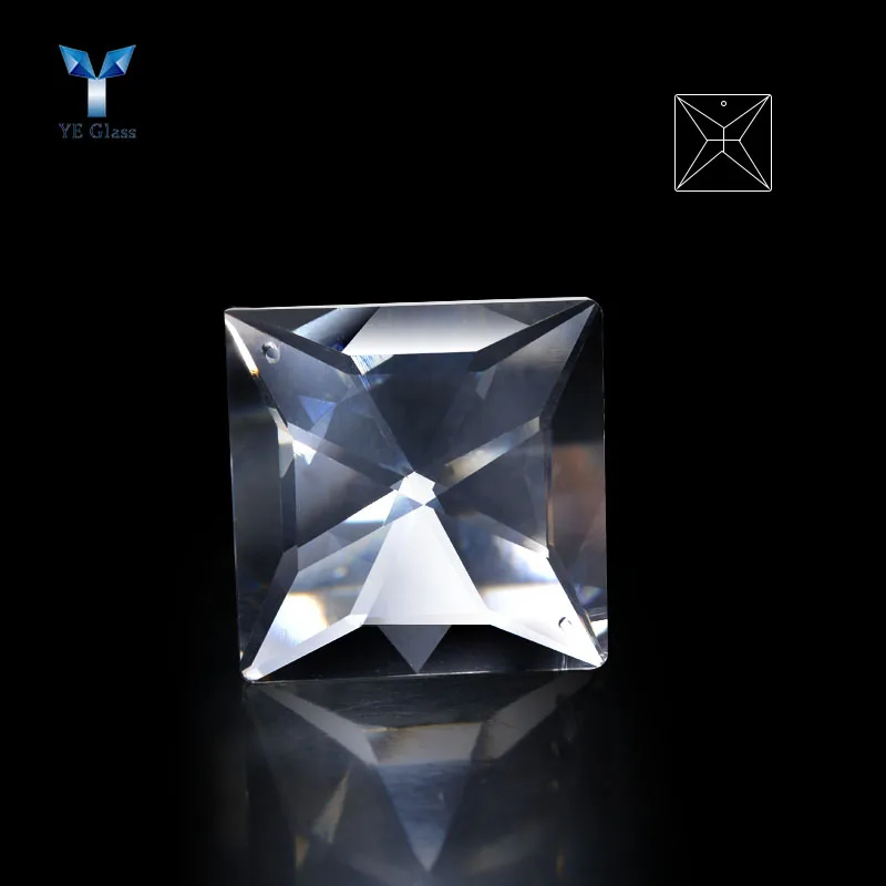 Fancy Clear Square Crystal Prism Pendants Lamp Decoration Crystal Beads Pendants