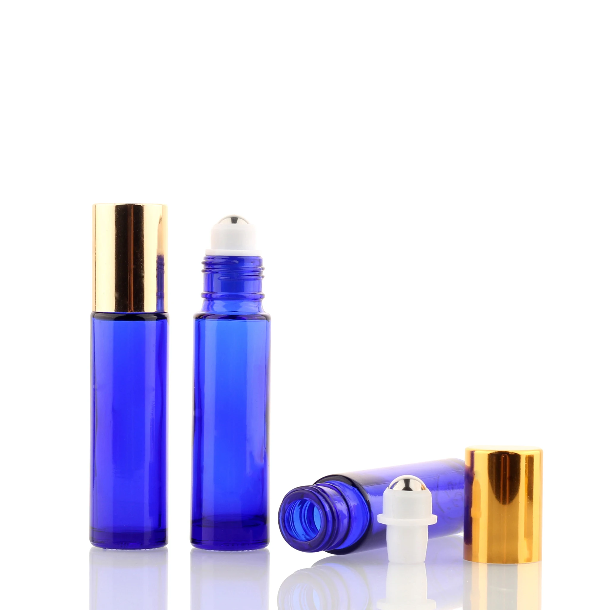 Stock 1/3 Oz Empty Transparent Amber Blue And Green 10 Ml Roll On Glass Bottles For Cosmetic Skin Care Packaging