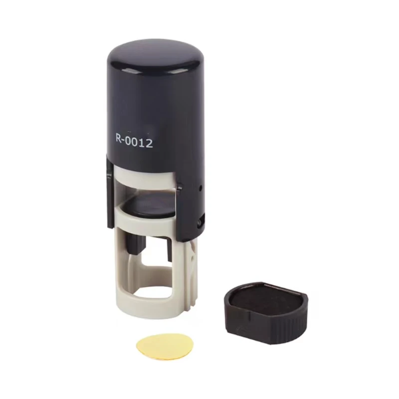 Factory directly wholesale QC pass round 12mm portable handy self inking pocket mini stamp.