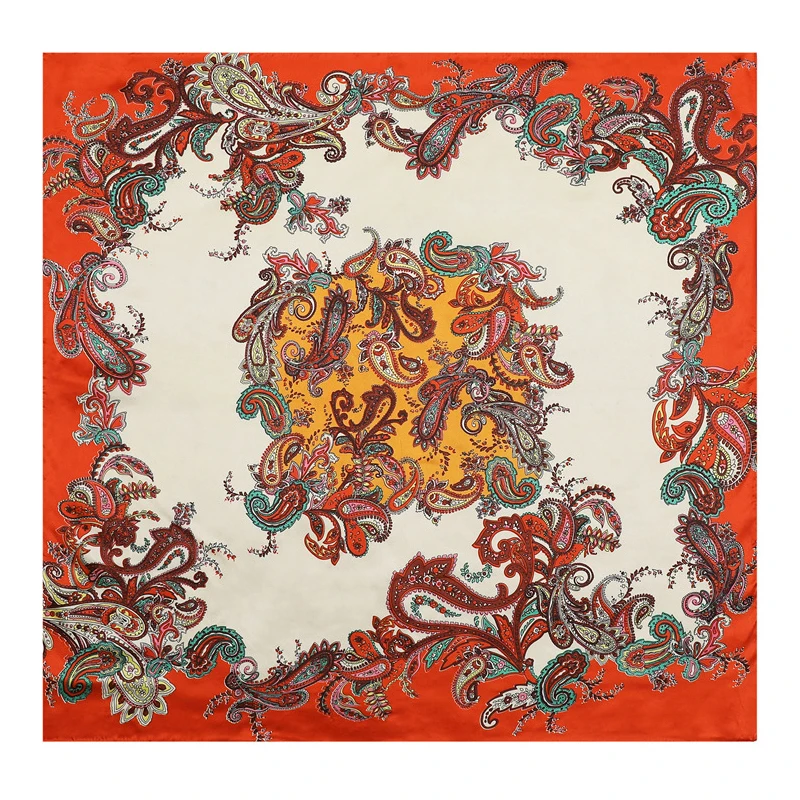 2021 Fashion floral printed satin silk hijab scarf rectangle custom logo luxury women satin silk hair head scarf