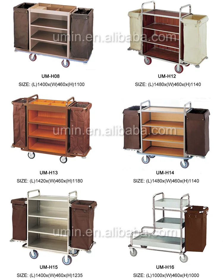 Hotel Stainless Steel Cleaning Trolley Cleaning Cart