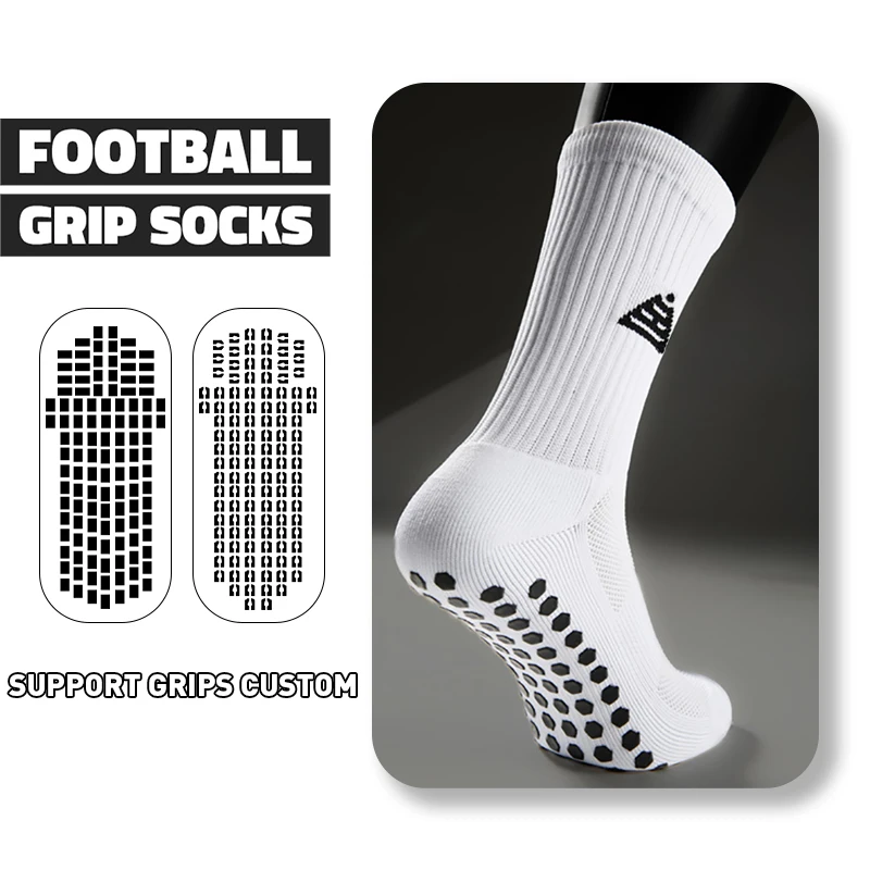 Free Sample Professional Custom Grip Socks Football Soccer Anti Slip Grip Socks Sport Elite Terry Gym Football Socks