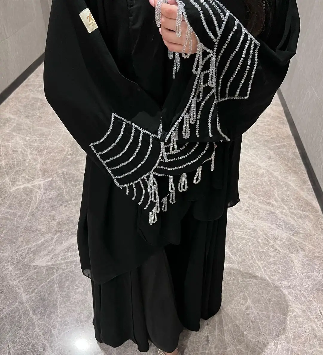 Black Abaya 2024 Daily Abaya Black Fashion Beaded Sleeve Long Dress for Muslim Women Eid Dress jalabiya dress