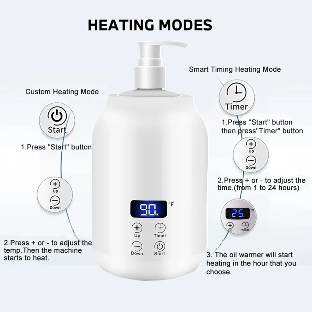 250ML Electric Massage Oil Warmer Digital Lotion Cream Heater With LED Display Bottle Dispenser For Home Pro Salon Spa Massage
