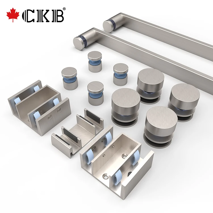 CKB New Arrival Chrome Matte Black Brushed Nickel Tempered Glass Frameless Sliding Shower Door Hardware