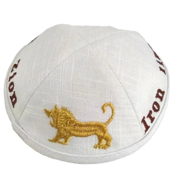 Belief Wholesale Kippah Jewish Kippot Custom Logo Yarmulke Jewish Cotton Linen Kippah Hat For Celebrating customized factory