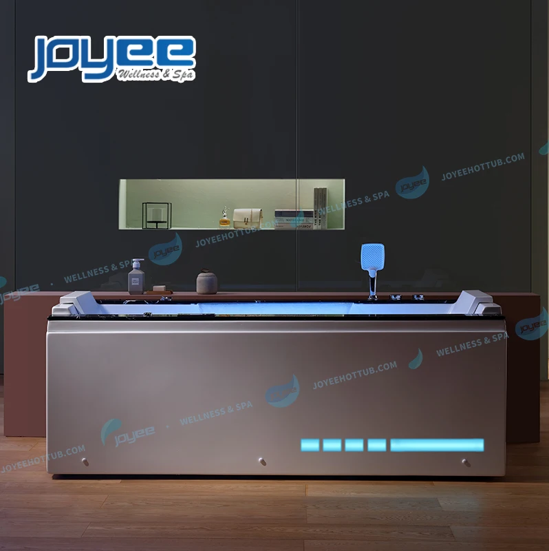 JOYEE 2 person luxury led light hot spa water jets bathroom corner massage bathtub indoor acrylic whirlpool spa shower bathtub