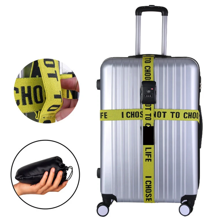 Amazon Hot Sale TSA Lock Travel Luggage Fasten Belt Elastic Spandex Suitcase Cross Belt Strap