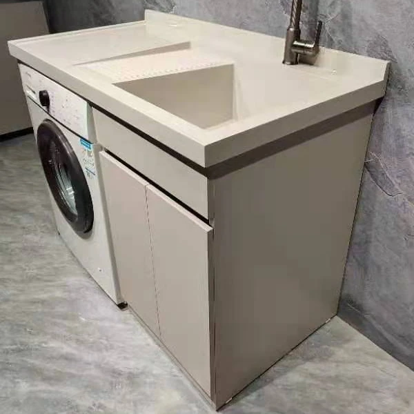 Large Size 1500mm New Arrival Cabinet Stainless Steel Aluminium Resin Marble Laundry Cabinet With Basin For Laundry Room