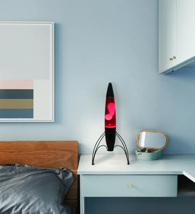 Retro funky lovely relaxation new style color changing rocket novelty plastic motion floating lava lamp