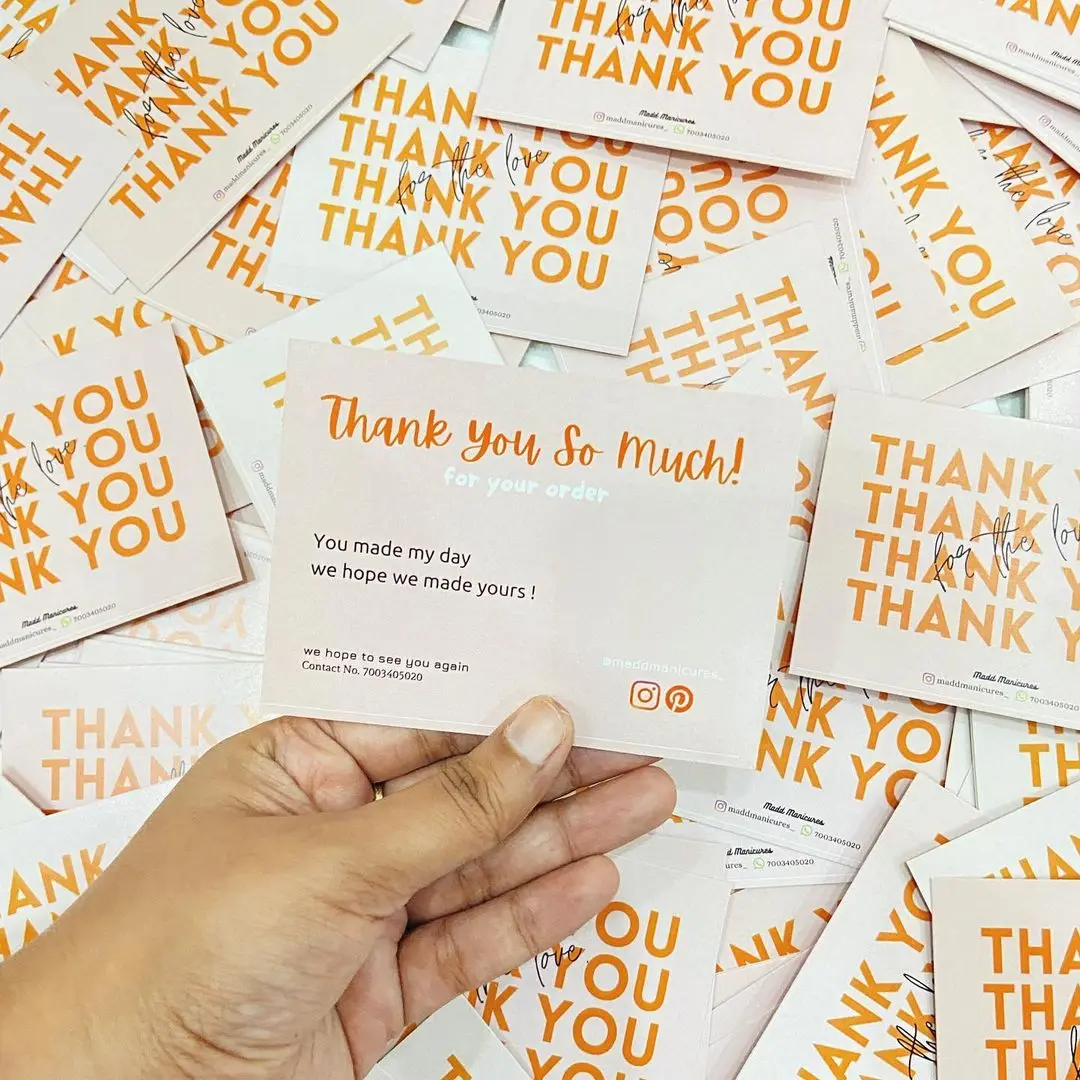 Business Thank You For Order Card Custom Printed Logo Greeting Thank You Card Postcard Cardboard Paper