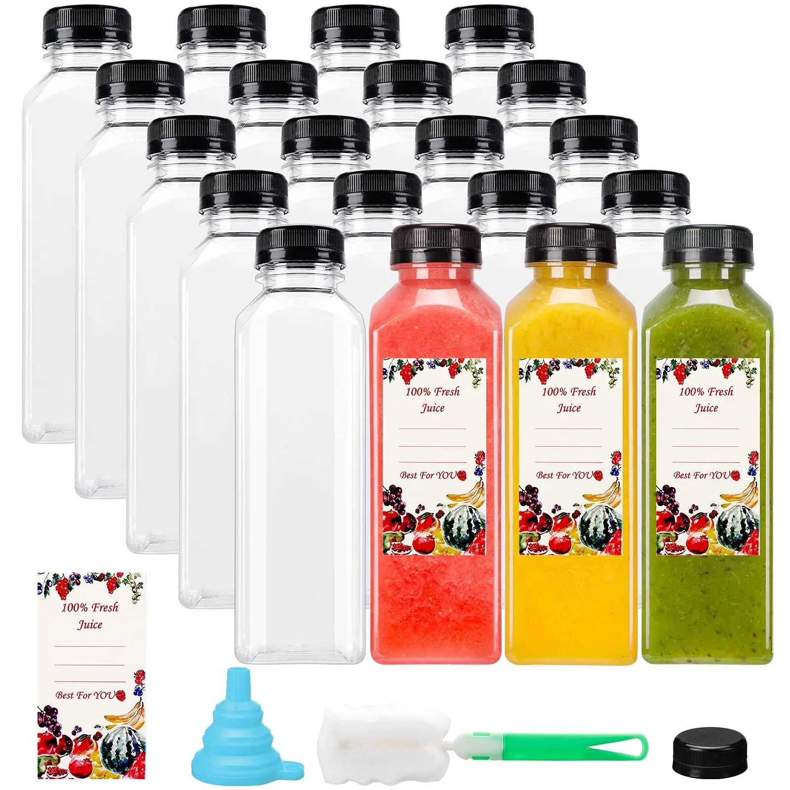 New  Square Empty Plastic Pet Juice Bottle For Storing Homemade Cold Brew Coffee Smoothies Milk Packaging Bottle