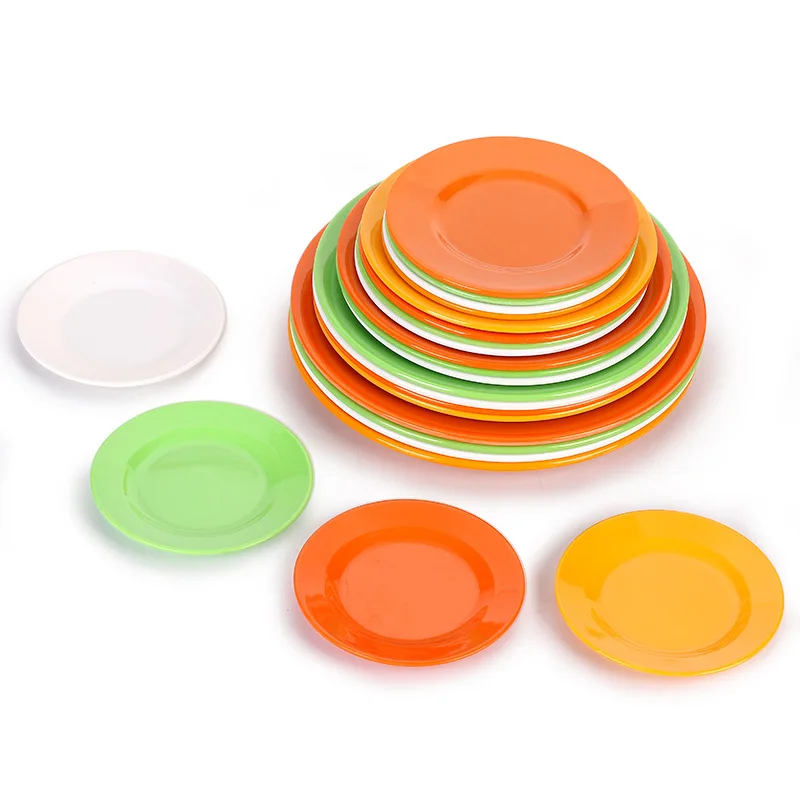 Plastic Round Plates Dishes Salad Snack Fruit Plate Picnic Dishes Unbreakable Kitchen Dinnerware