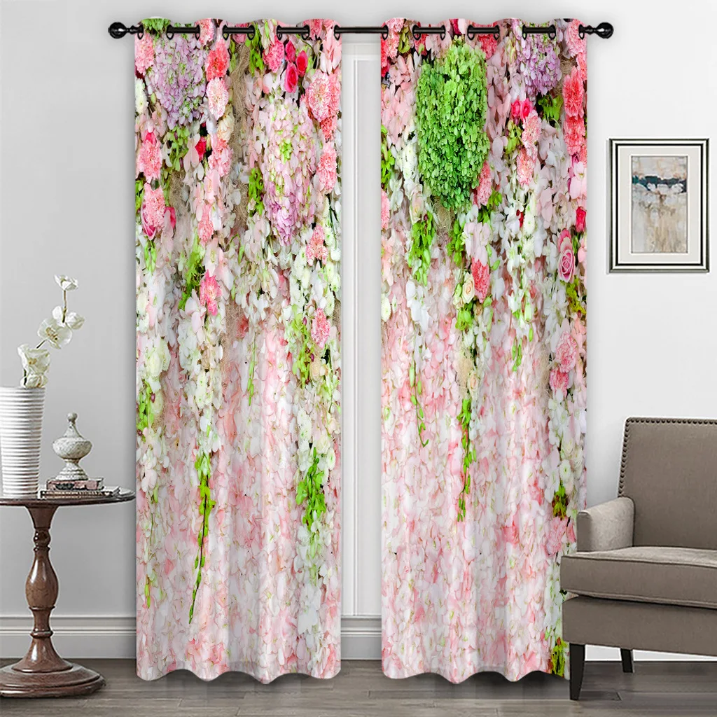 Ready Made European Street View Alley Polyester 3d Landscape Floral Photo Designer Print Curtain For The Living Room