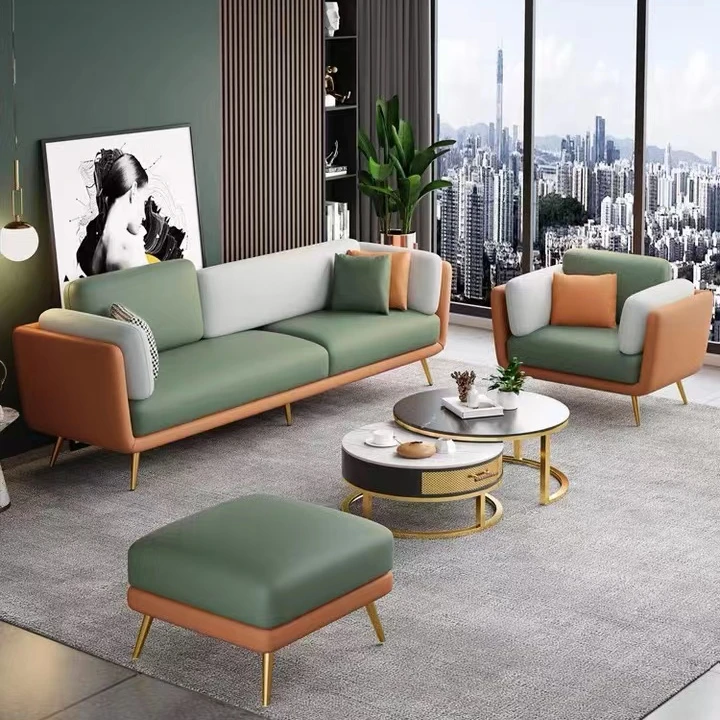 Lounge Suite Couches Modern Luxury Leather Sectional Sala Furniture Sofa Set For Living Room