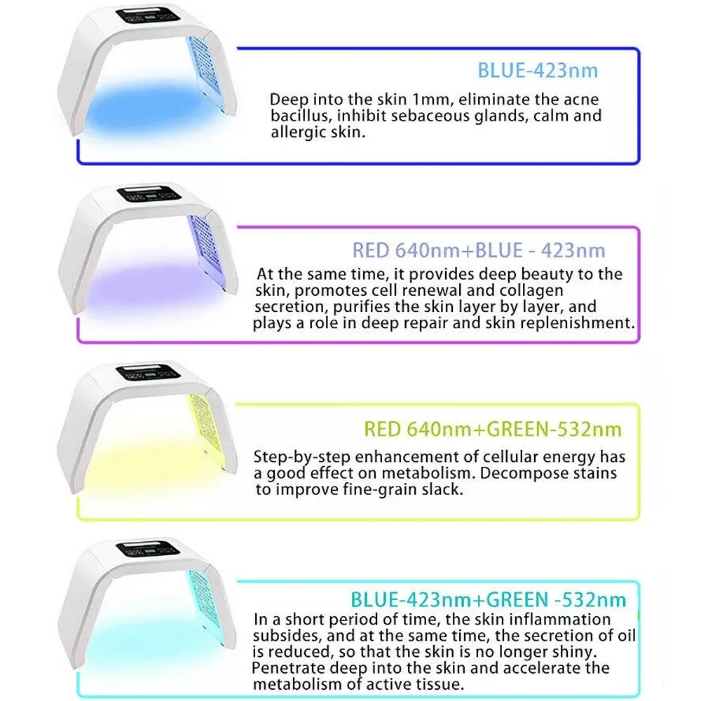 Spa Led Lamp With Mist Spray Skin Care Water Mist Spray Facial  Colorful Led Light Therapy Skin Rejuvenation Machine