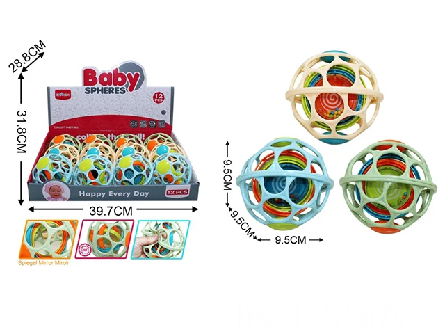 Child Infant Toddle Puzzle Education Baby Hand Grasping Ball Toys Soft Glue Hole Ball Toys And Baby Rattle Hammer Game For Kids