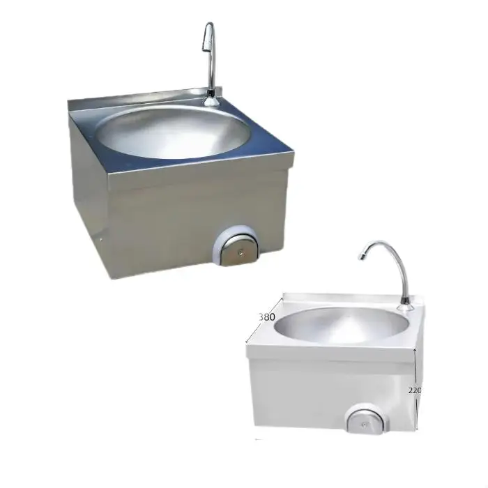 Sunmax small customized foot knee operated sink wall mounted hand wash sink for kitchen hospital bathroom stainless steel sink