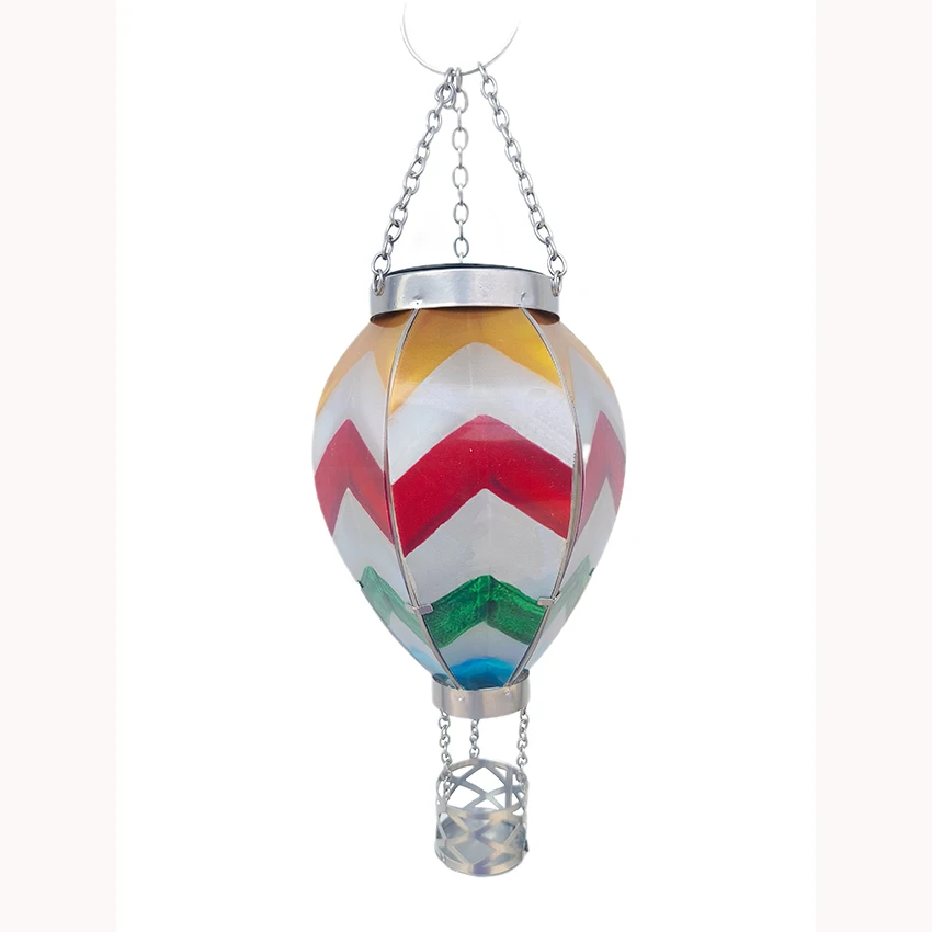 Solar Lantern Hot Air Balloon with Flickering Flame Outdoor Waterproof Hanging Solar Lights