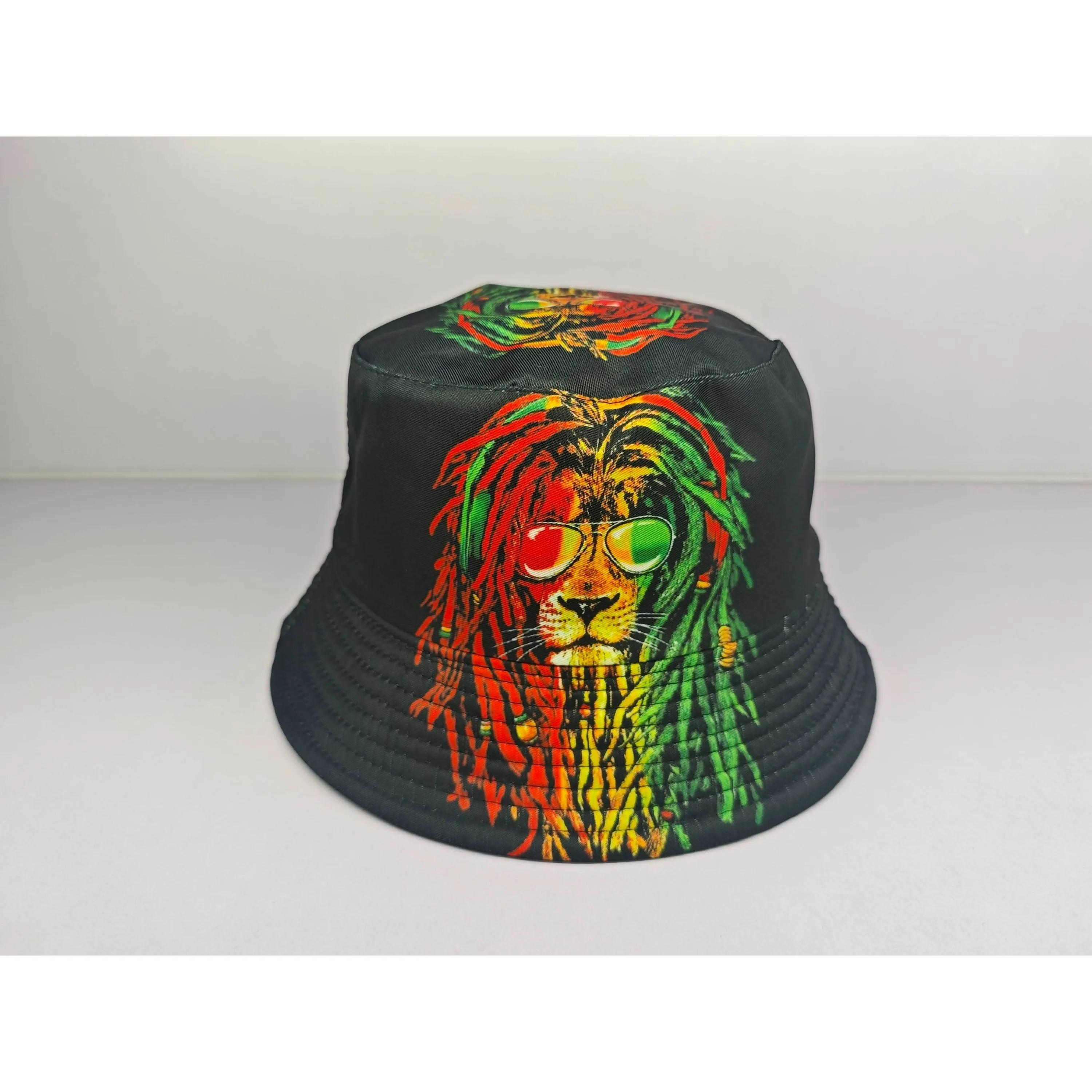 2024 Custom Lion Logo Bucket Hats High Quality Pure Polyester Outdoor Beach CapEmbroidered White Brand Boonie Hats for Summer