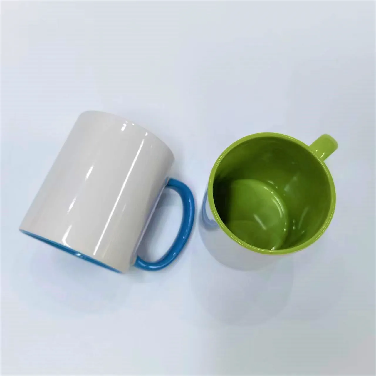Wholesale Ceramic Dinnerware 11oz Porcelain Mugs Pure White Mugs With Color Inside For Hotel Home
