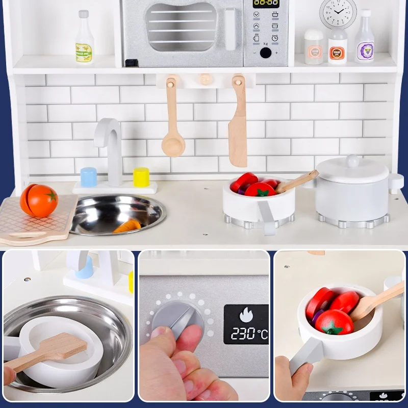 Best Quality Kitchen Set Toys Kids Pretend Play Cooking Learning Wooden Play Kitchen Toys For Kids child