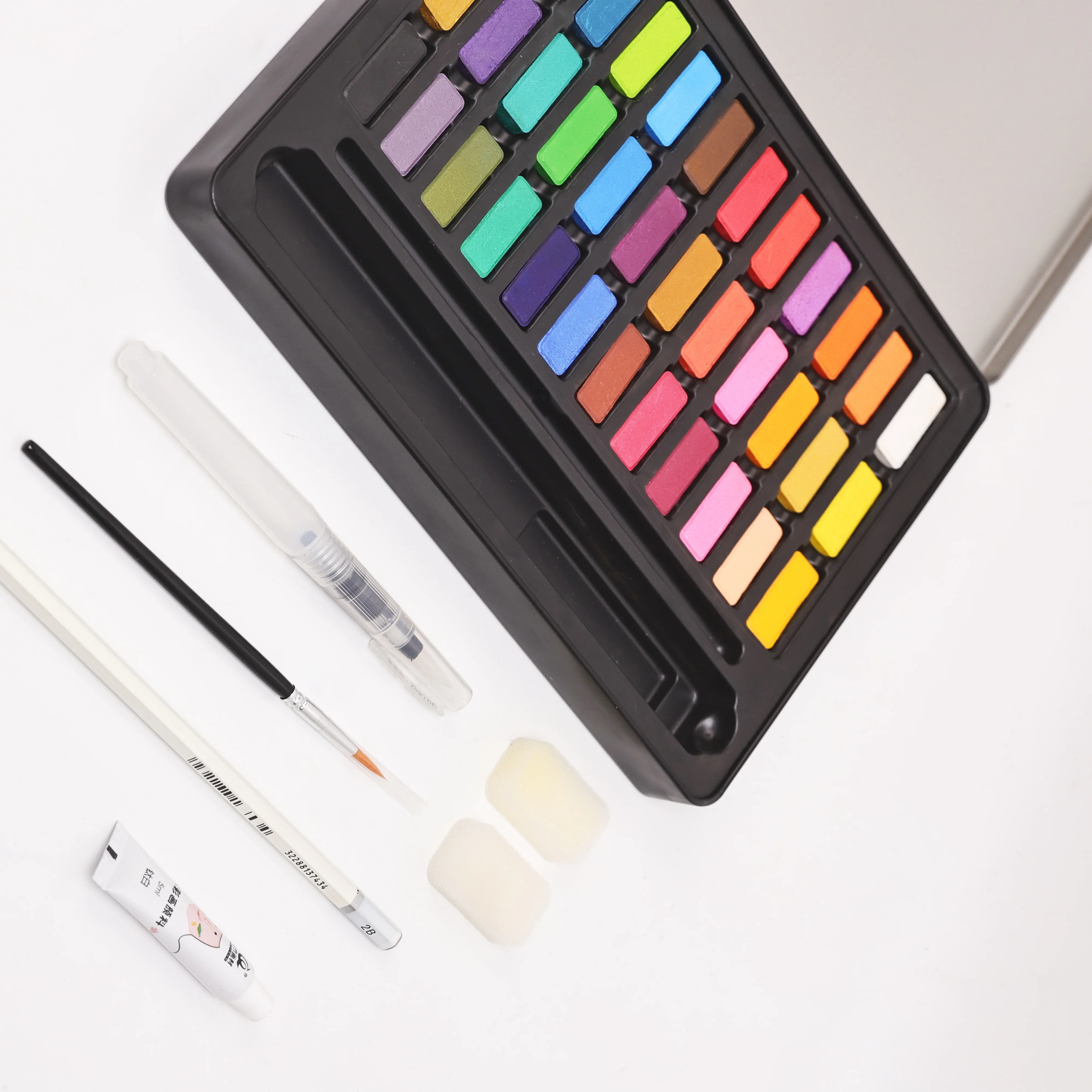 36 Colors Paint Free Gift Set Solid Professional Watercolor Half Pans Cake Art Kit For Paper School Office